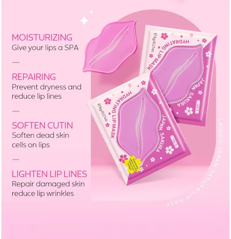 Cherry Blossom Lip Mask Moisturizing anti Wrinkle Nourishing Beauty Lips Moisturizer Lip Patches Gel Pads Skin Care