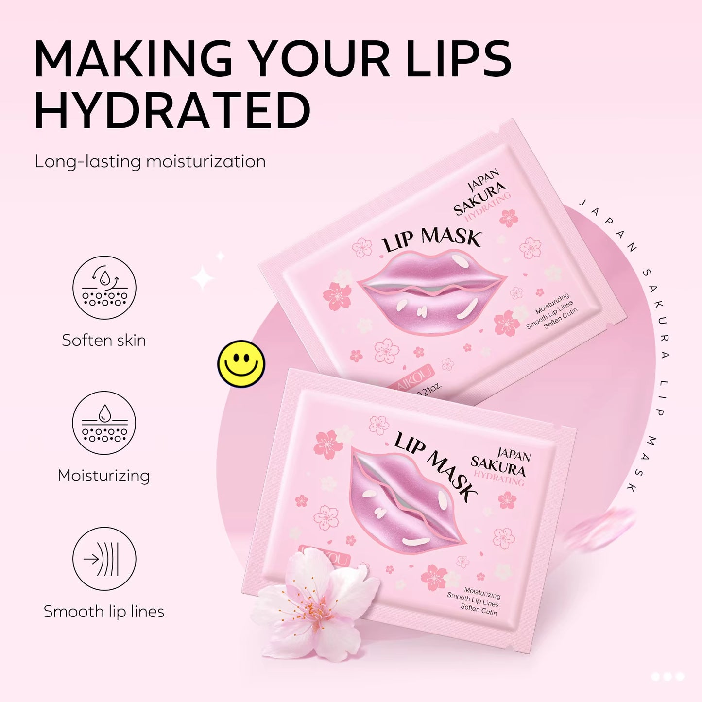 Cherry Blossom Lip Mask Moisturizing anti Wrinkle Nourishing Beauty Lips Moisturizer Lip Patches Gel Pads Skin Care