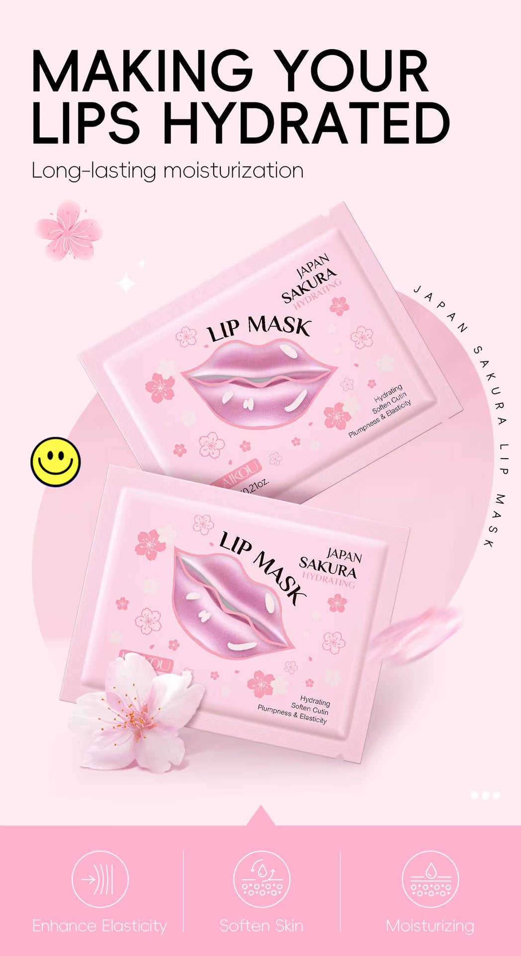 Cherry Blossom Lip Mask Moisturizing anti Wrinkle Nourishing Beauty Lips Moisturizer Lip Patches Gel Pads Skin Care